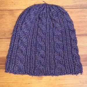 Purple cable knit hat